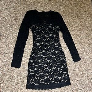 Black lace long sleeve express dress